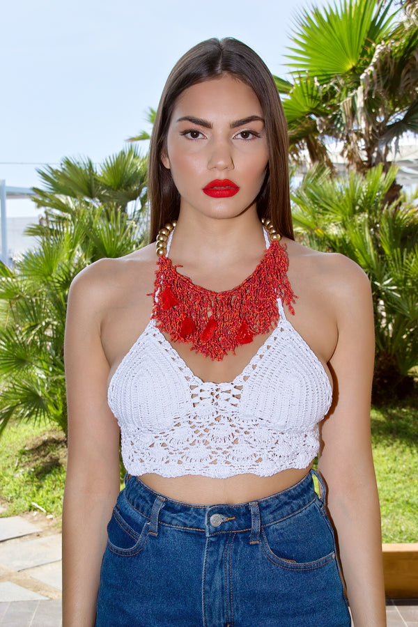 COLLAR DE PERLAS Y CORAL