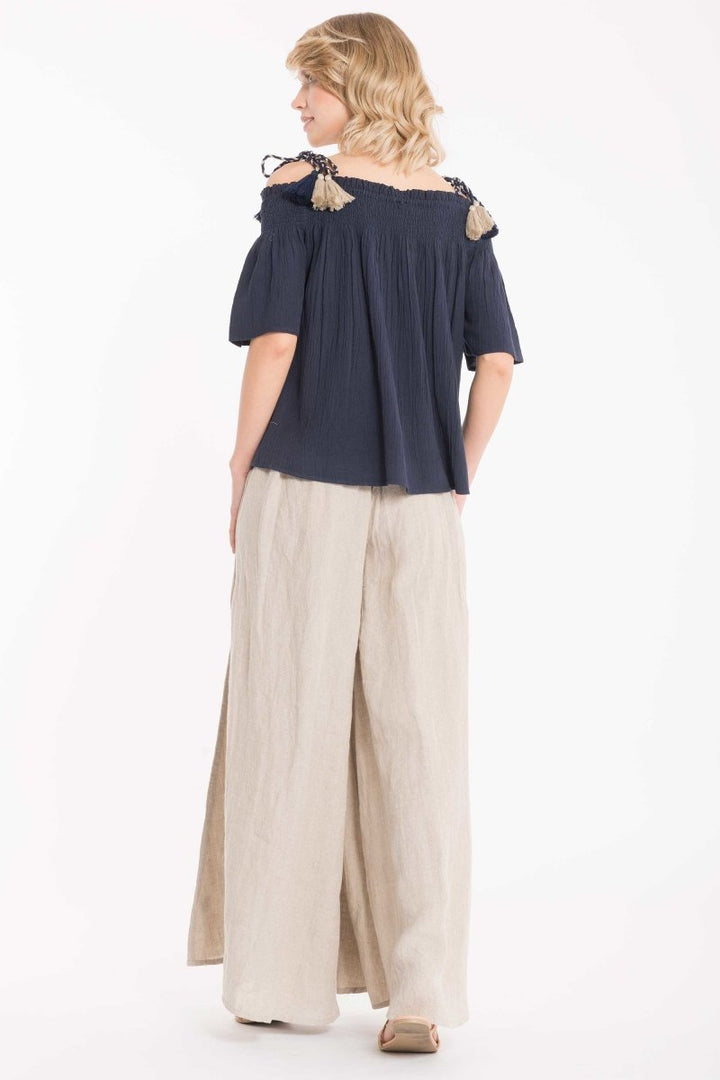 PANTALONI LINO PALAZZO- IC22-039 - #Moda Mare Positano#